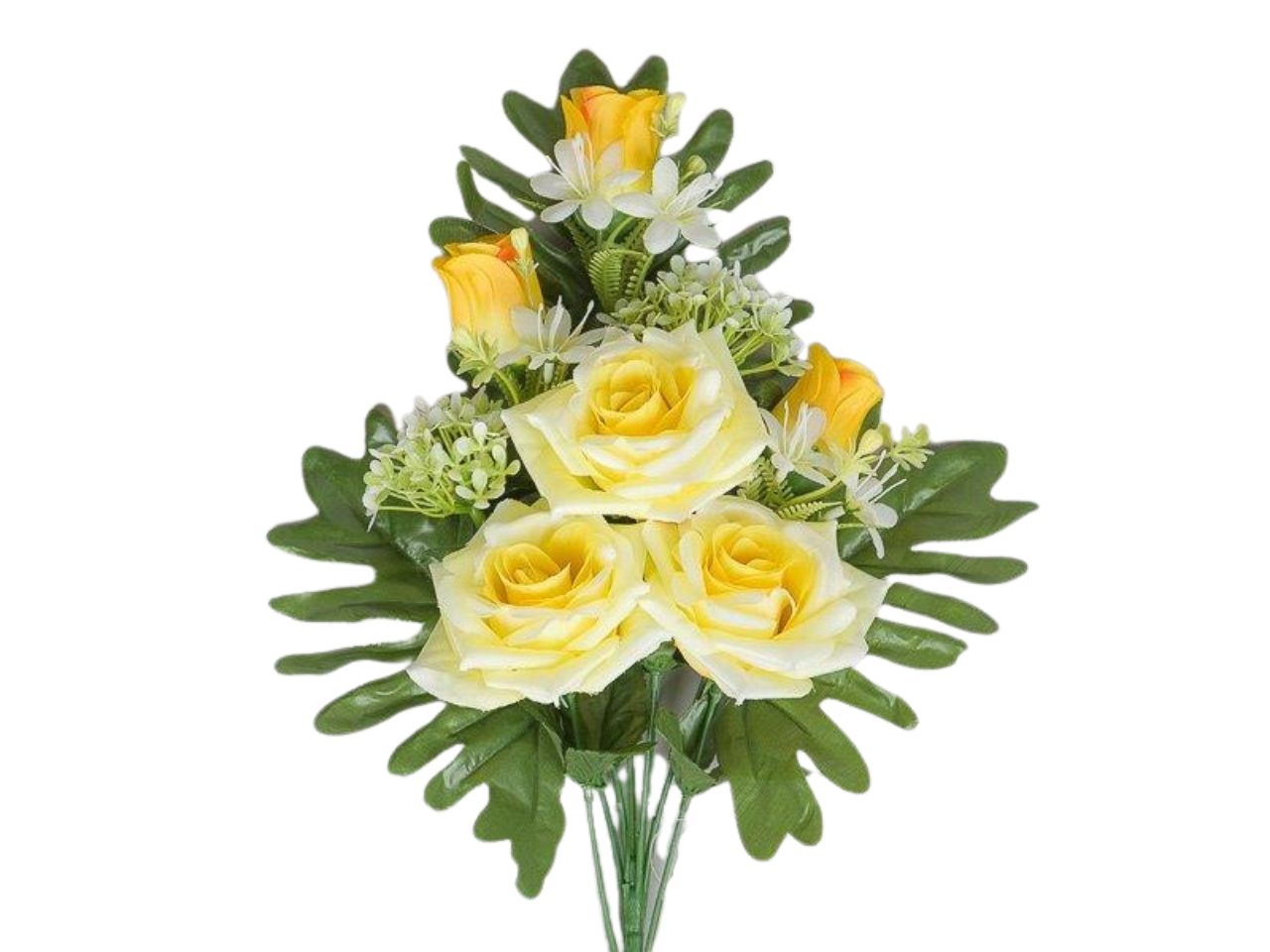 Mazzo frontale con rose x8 h.43cm gialle