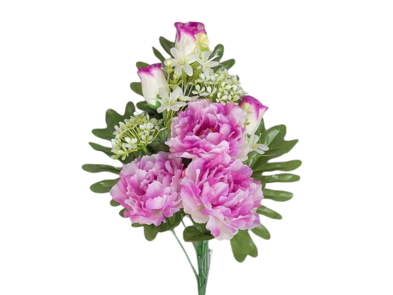 Mazzo frontale con peonie x8 h.43cm lavanda