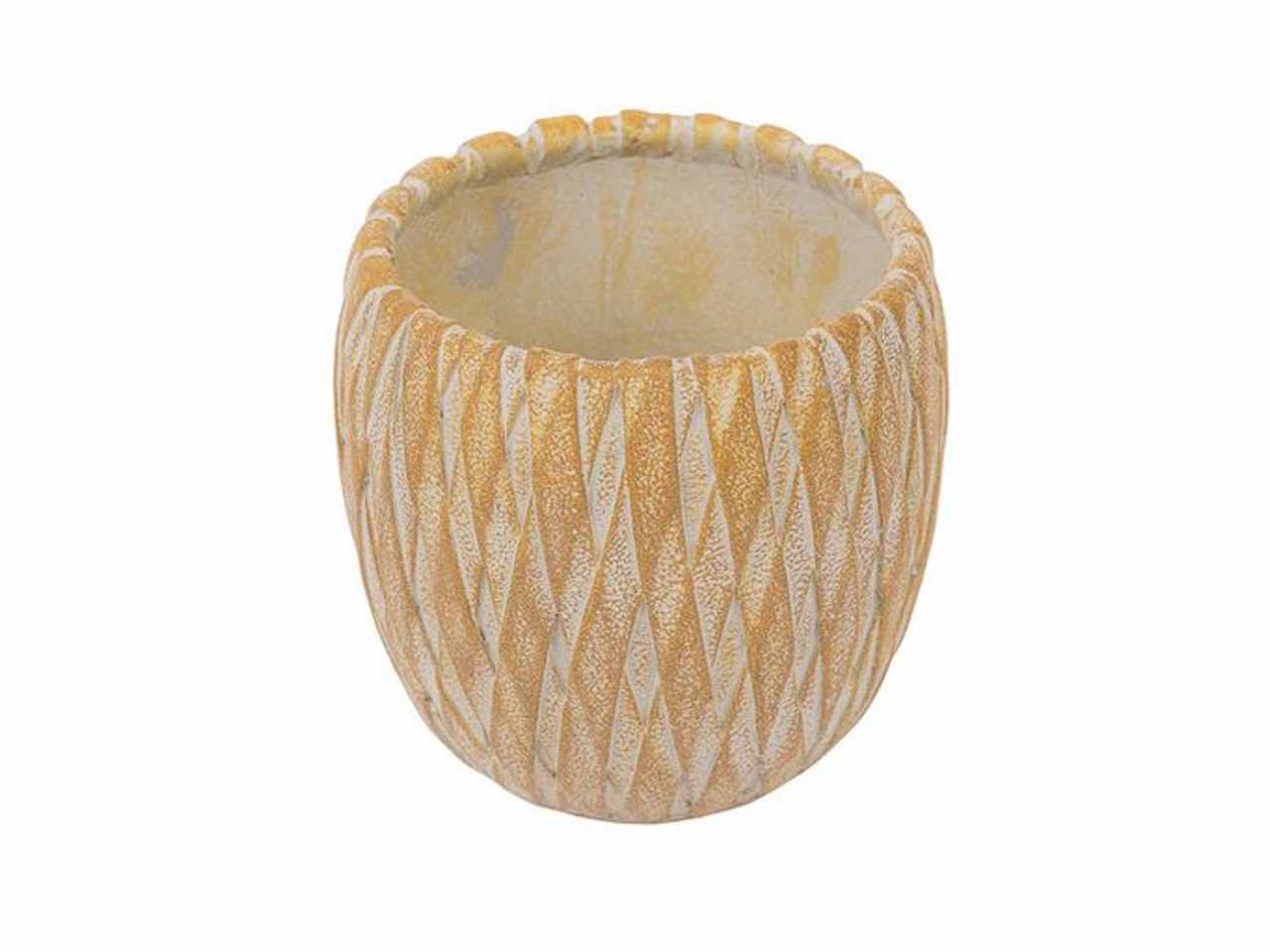 Vaso finitura rattan d.11,5xh.11 cm giallo ruggine