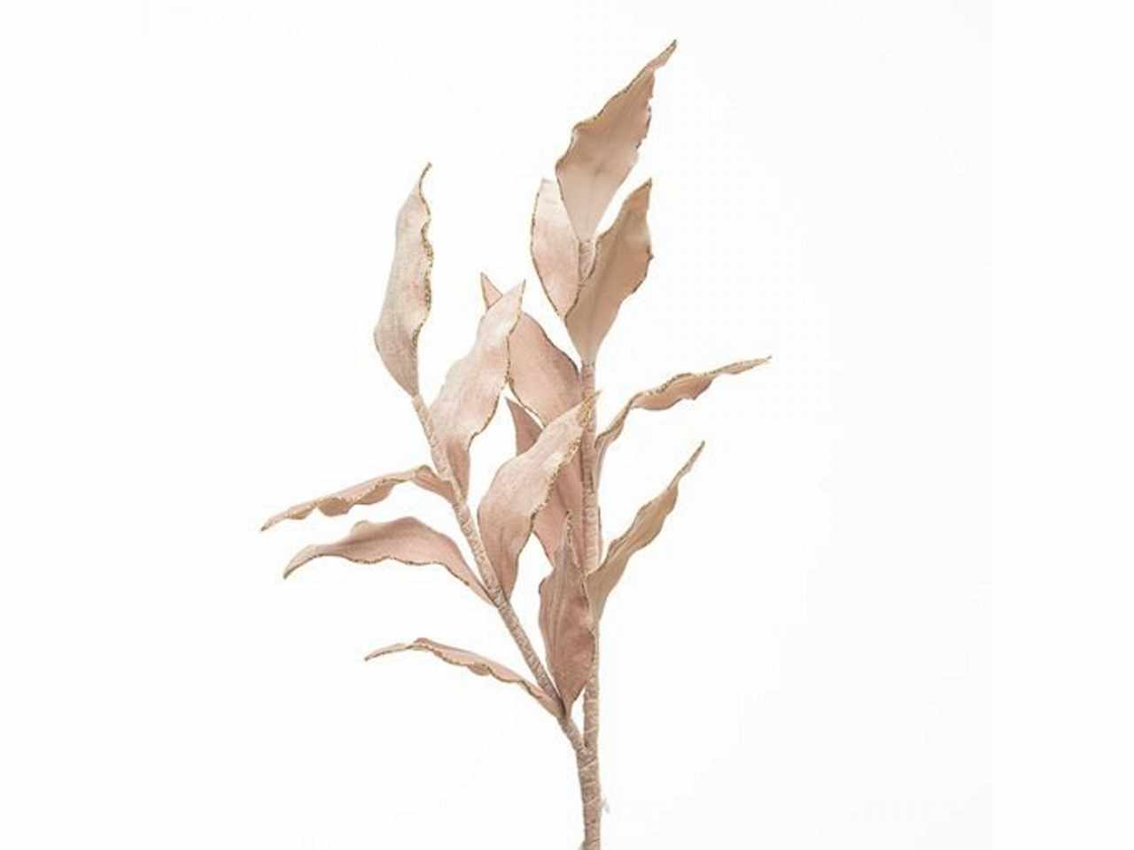 Ramo foglia velluto rosa antico 90cm 1nhz1890