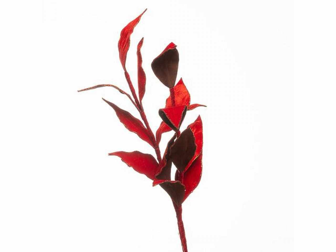 Ramo foglia velluto rosso 90cm 1nhz1890