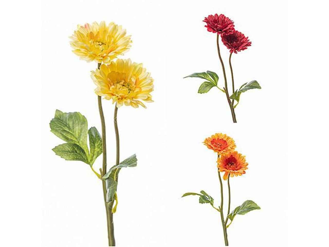 Ramo gerbera x2 h.45cm nei colori rosso, arancione e giallo