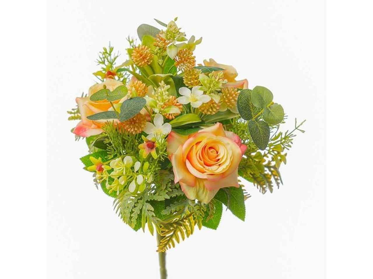 Mazzo con rose h.40cm giallo arancione