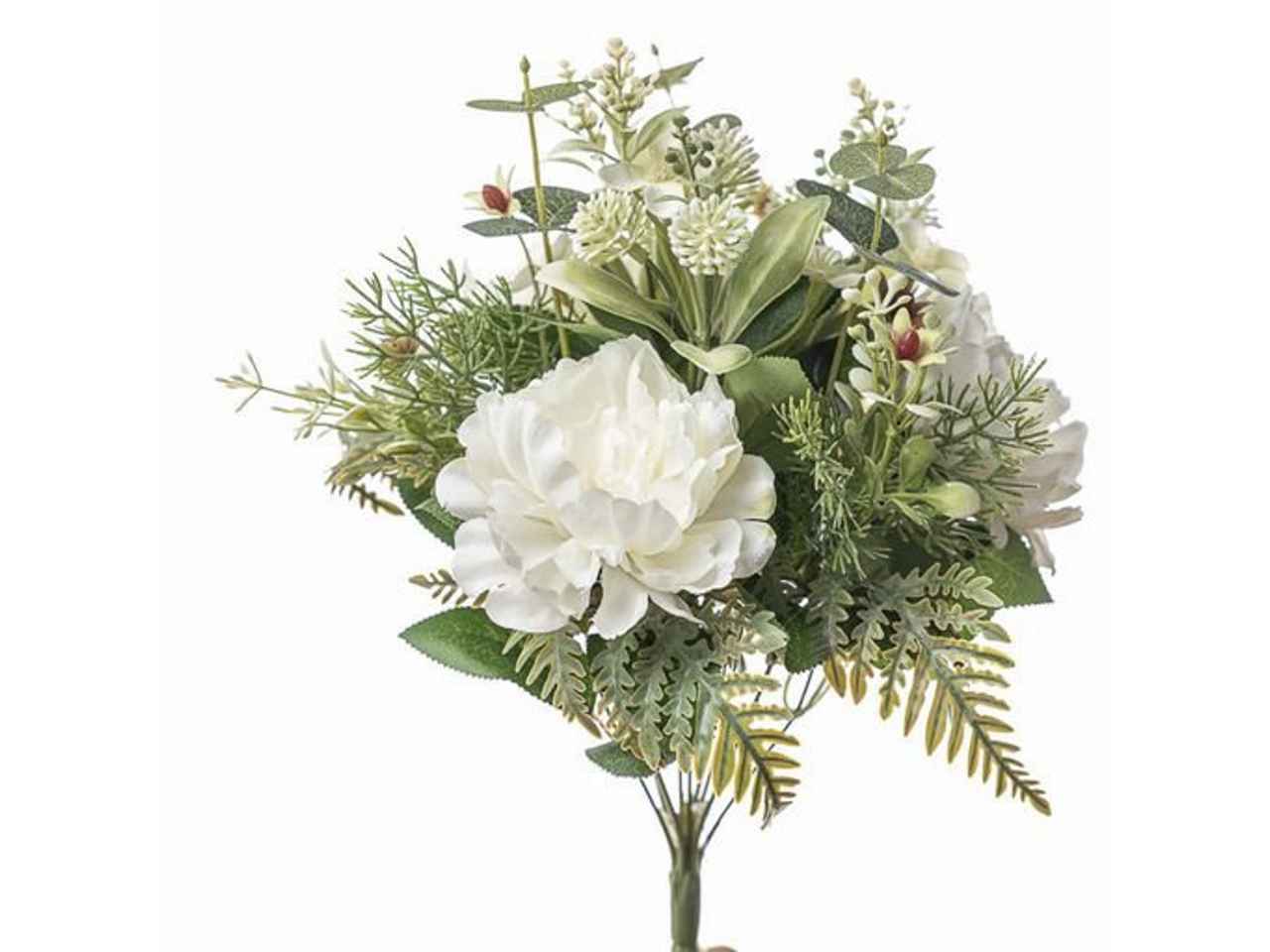 Mazzo con peonie h.40cm crema