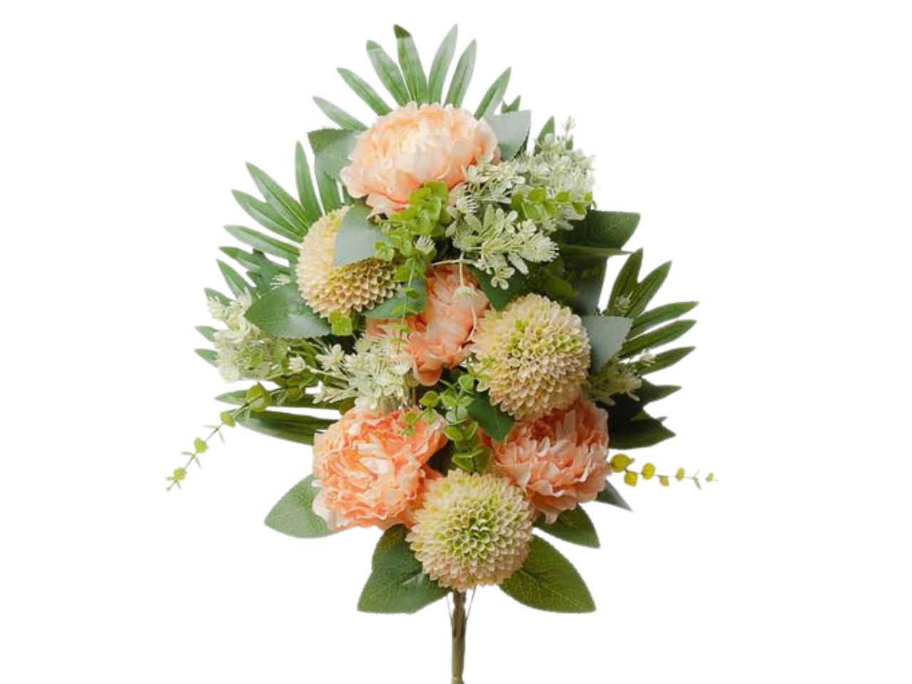 Mazzo frontale con peonie 50cm pesca