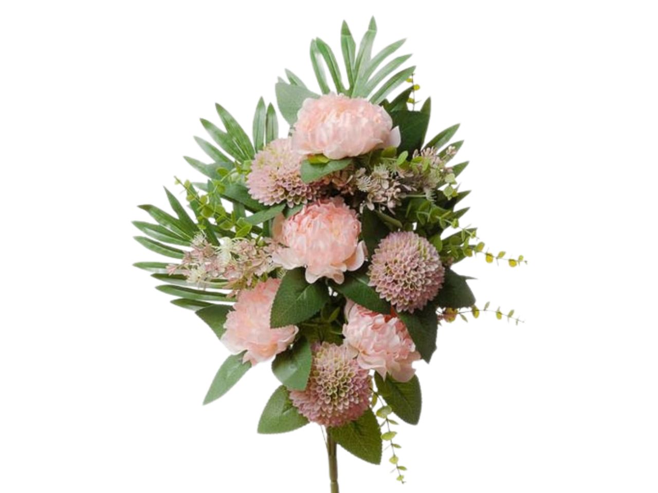 Mazzo frontale con peonie 50cm rosa