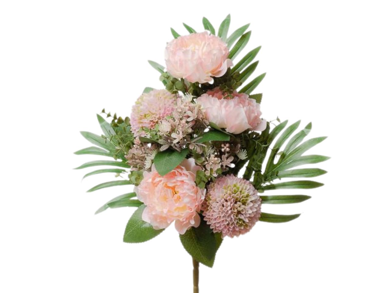 Mazzo frontale con peonie h.45cm rosa