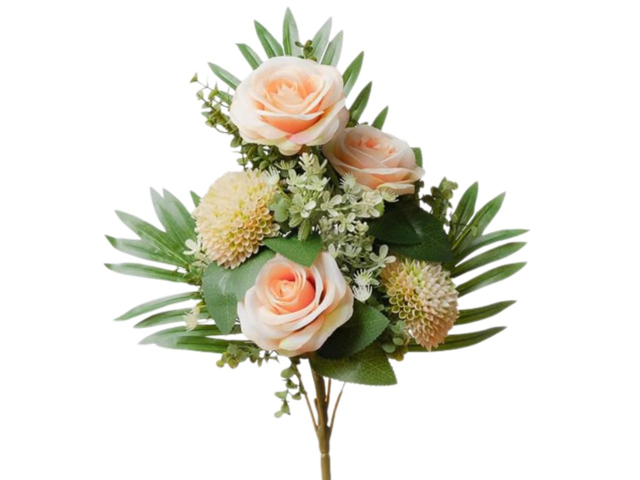 Mazzo frontale con rose h.45cm pesca