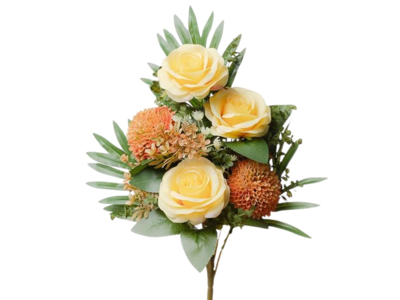 Mazzo frontale con rose h.45cm gialle