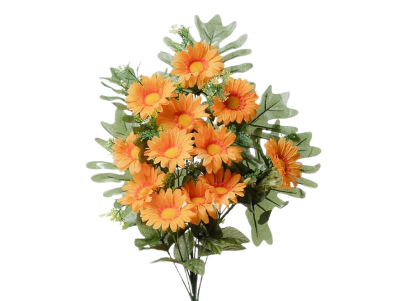 Mazzo frontale con mini gerbere x12 h.50cm arancione