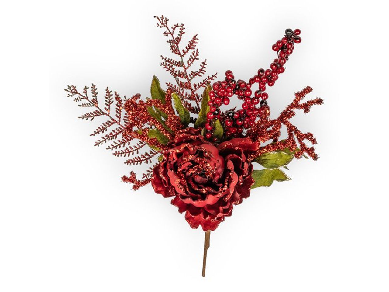 Ramo natalizio con peonia 46cm burgundy