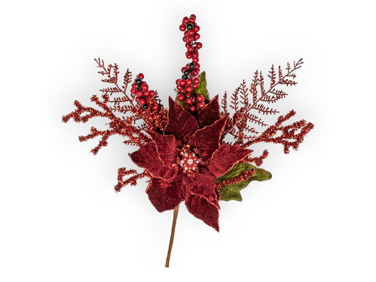 Ramo natalizio con stella di natale burgundy 40,5cm