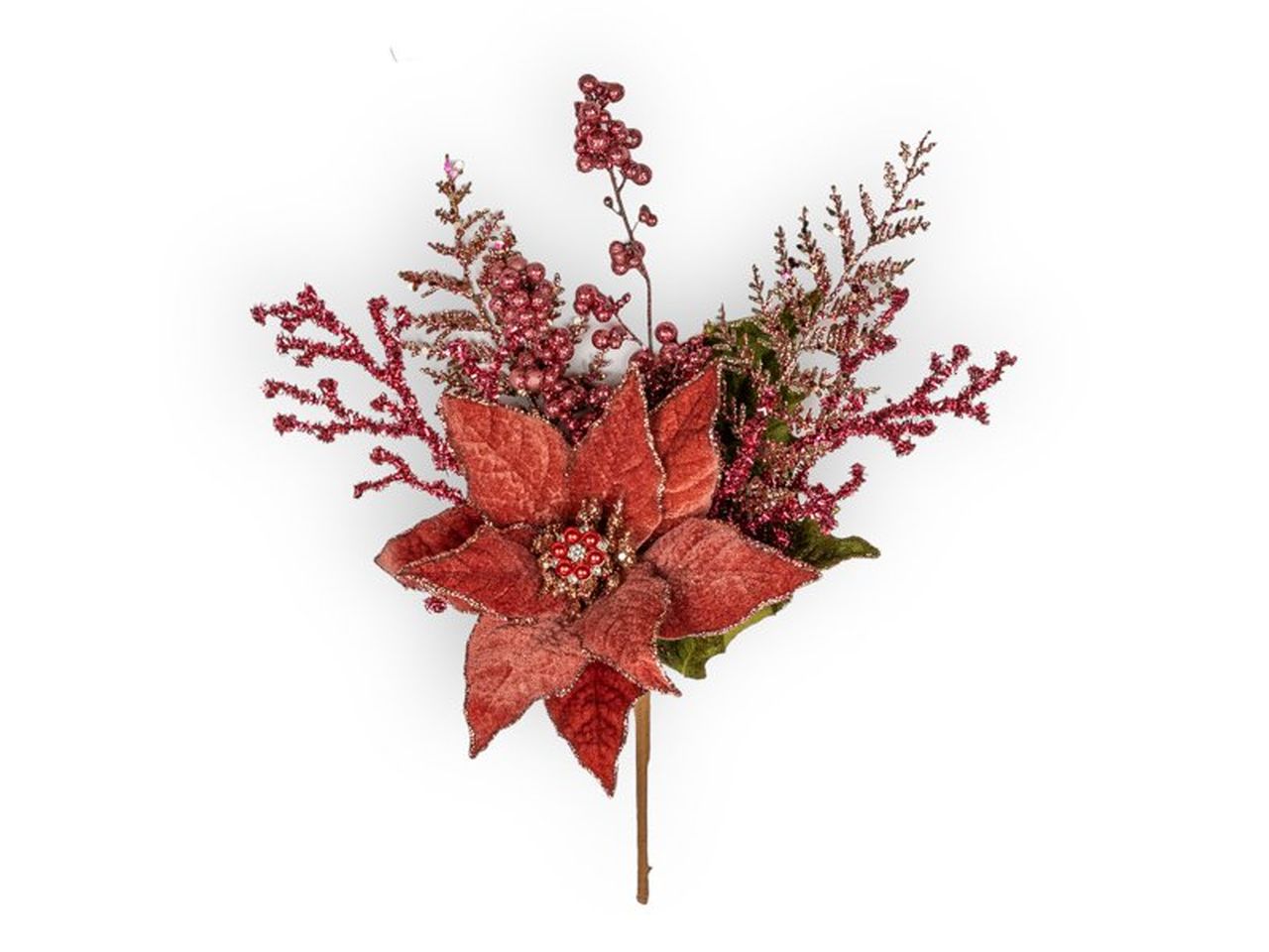 Ramo con stella di natale magenta 40,5cm