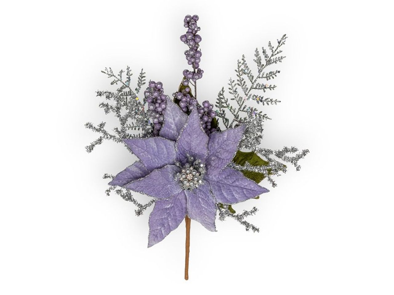 Ramo con stella di natale viola 40,5cm