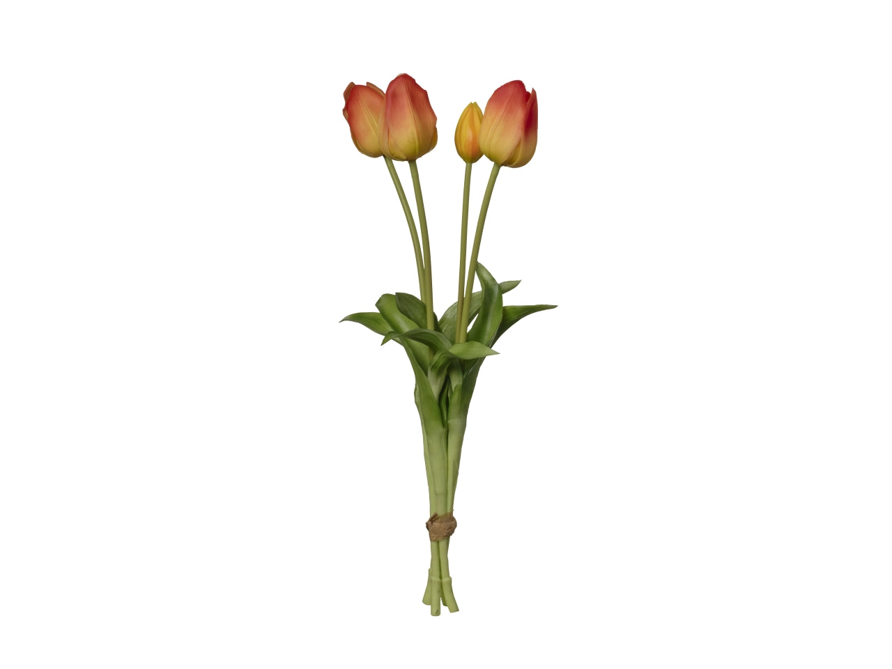 Tulipano arancione e giallo artificiale in plastica, mazzo a 4 steli 20x20x44 cm - Conti