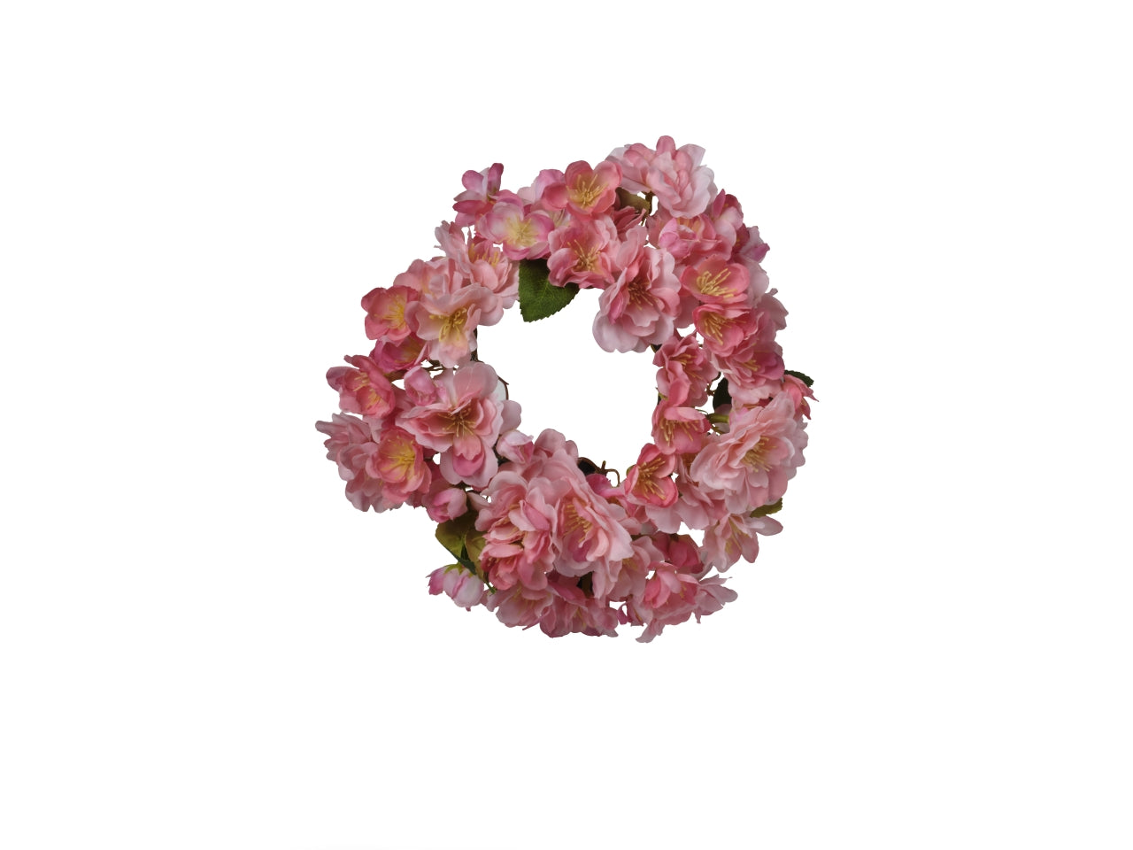 Corona con fiori di pesco d.22cm rosa scuro