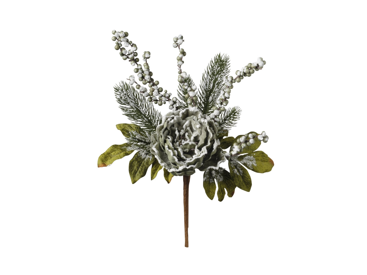 Rametto peonia con neve 43cm green