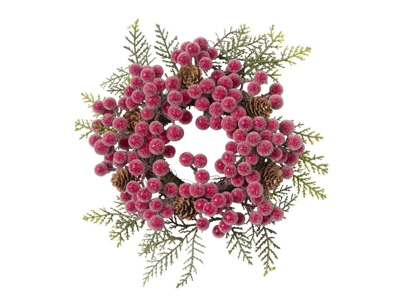 Girocandela con bacche 14cm rosso