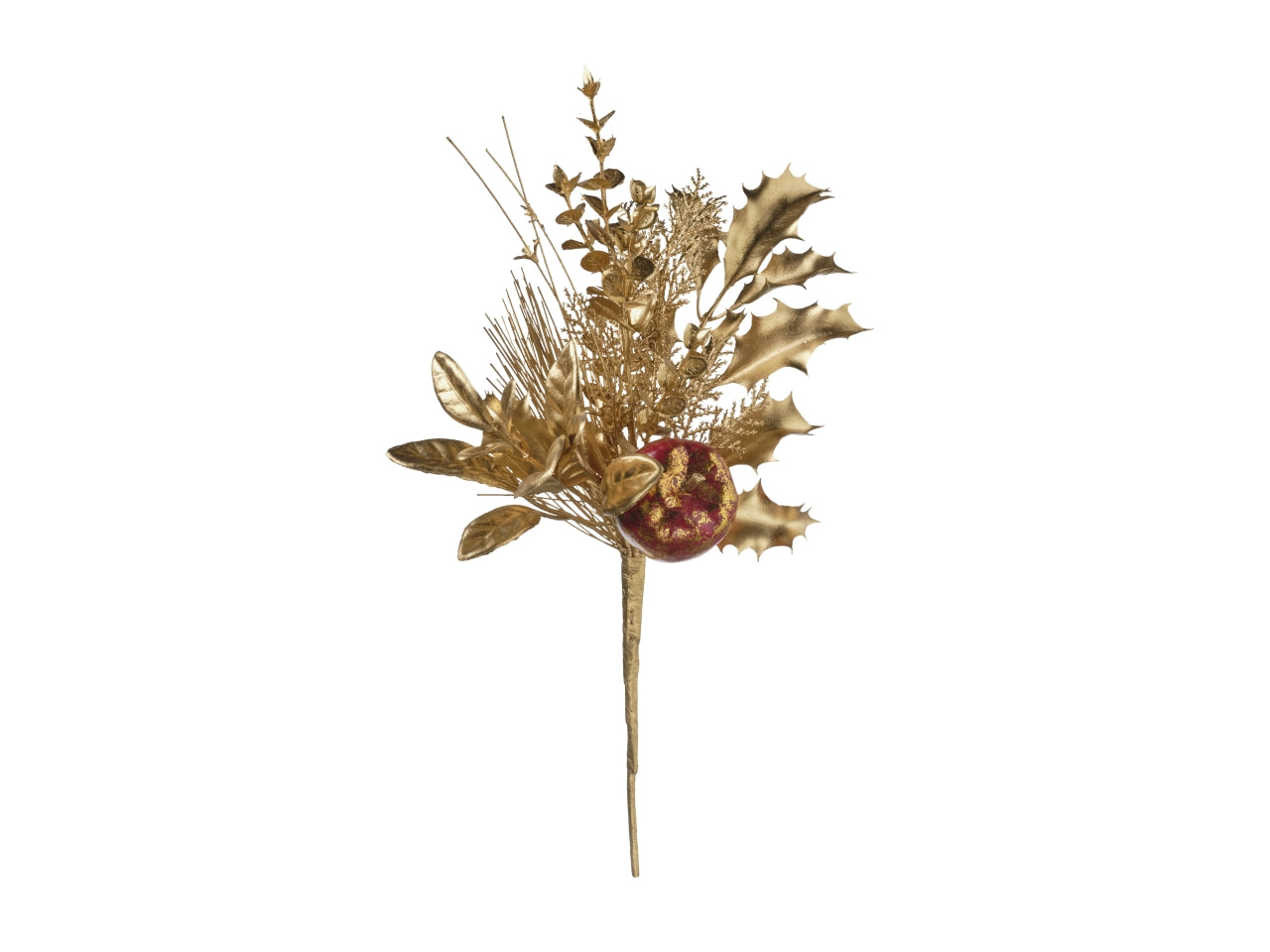 Ramo eucalipto con mele 38cm rosso oro