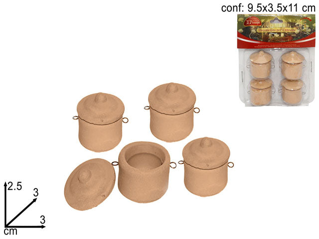 Accessorio per presepe, pentolini 4 pezzi terrac.hs20ca001536