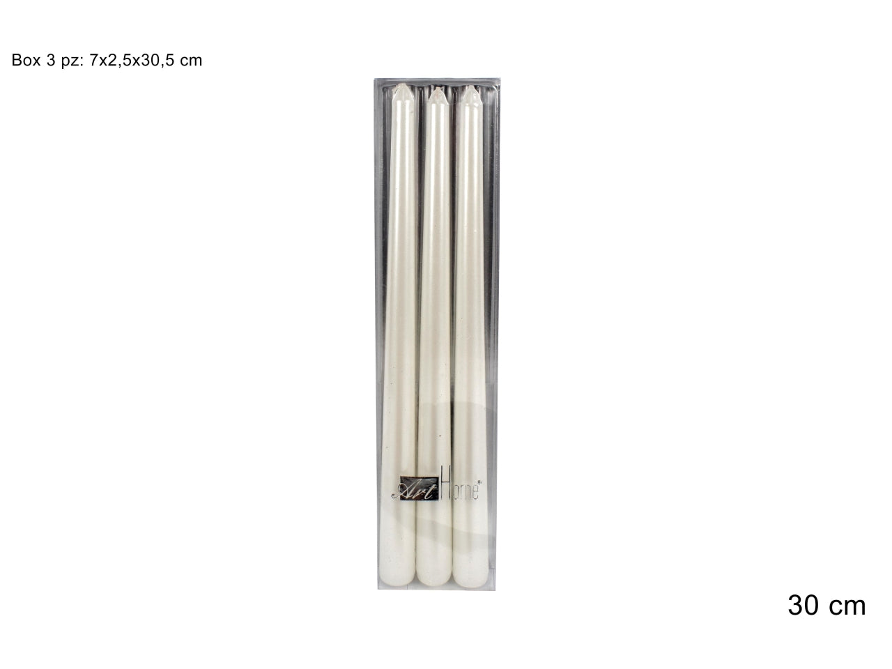 Candele lisce 30cm bianche - la confezione contiene 3 candele