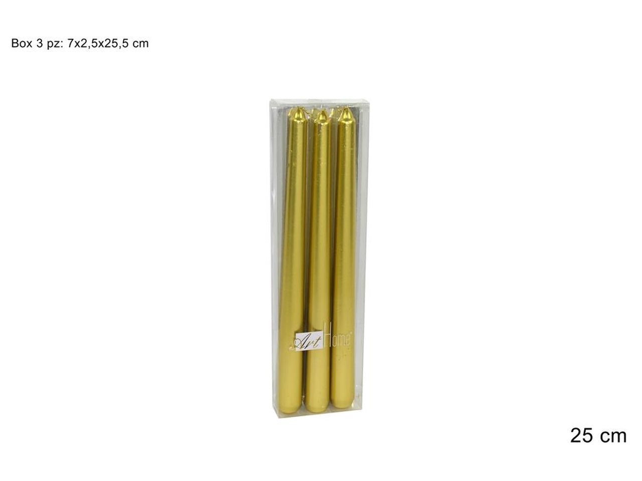 Candele lisce 25cm oro - la confezione contiene 3 candele