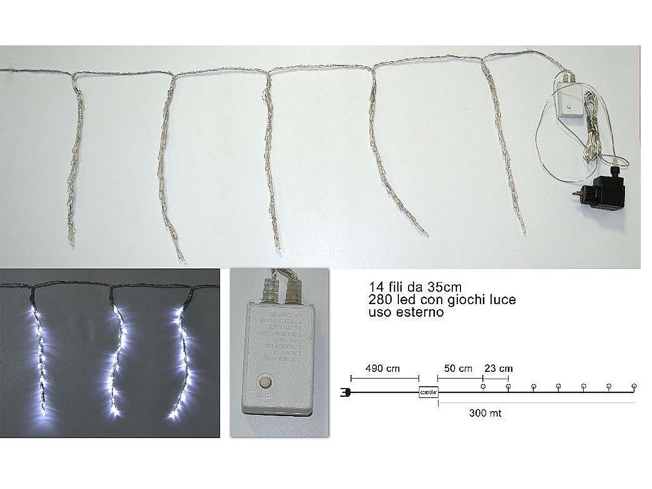 Tenda 280led 300x35cm uso esterno bianco freddo mi004068 $