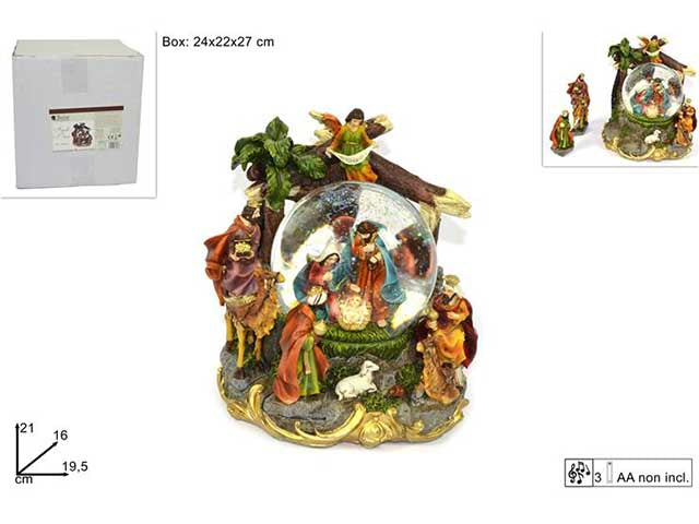 Ampolla nativita' 21cm con musica