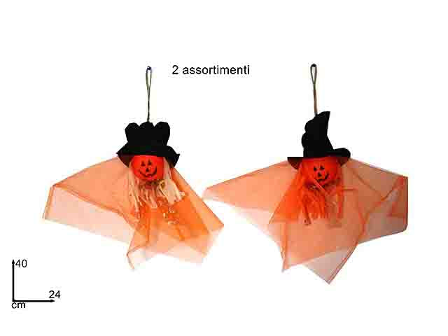 Pendente zucca halloween 40cm in 2 assortimenti