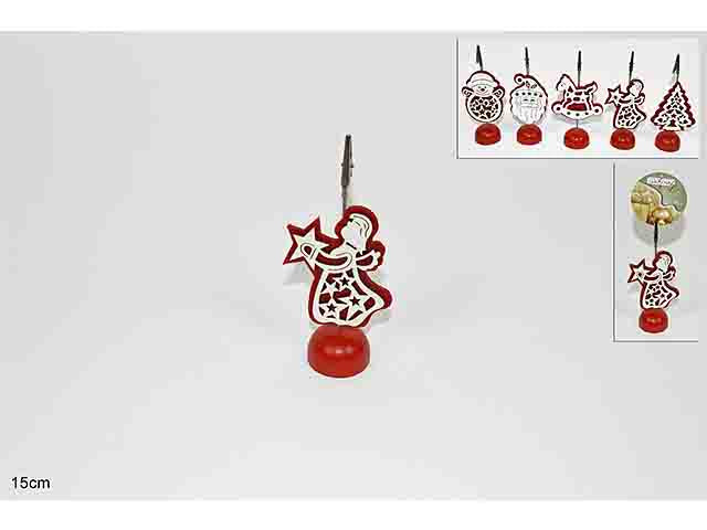 Fermabigliettino natalizio in legno/feltro con glitter
