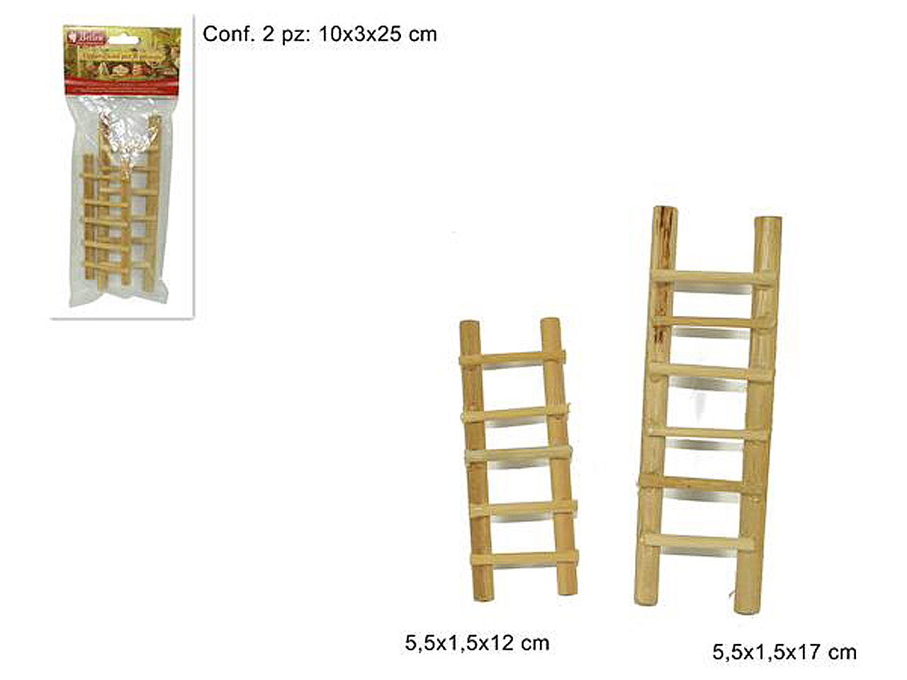 Accessorio per presepe, scala legno set 2 pezzi mi004767