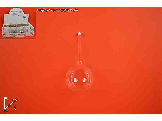 Palla vetro trasparente aperta d.8cm ca009021b
