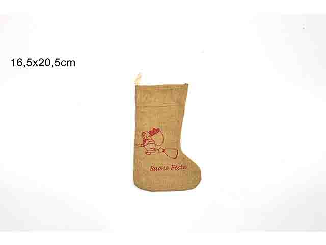 Calza con befana juta 20,5x16,5