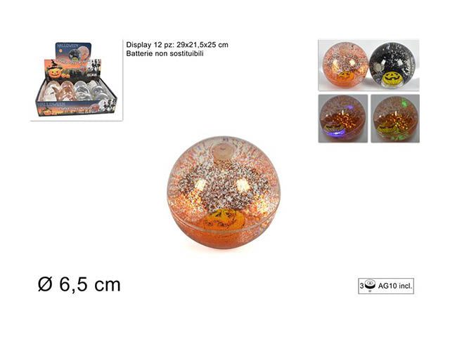 Pallina c/led con acqua 6,5cm mi005694