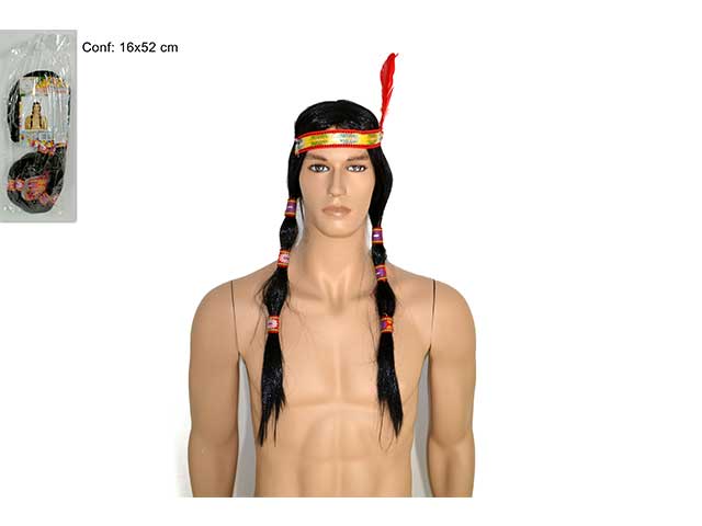 Parrucca indiano+fascia con penna
