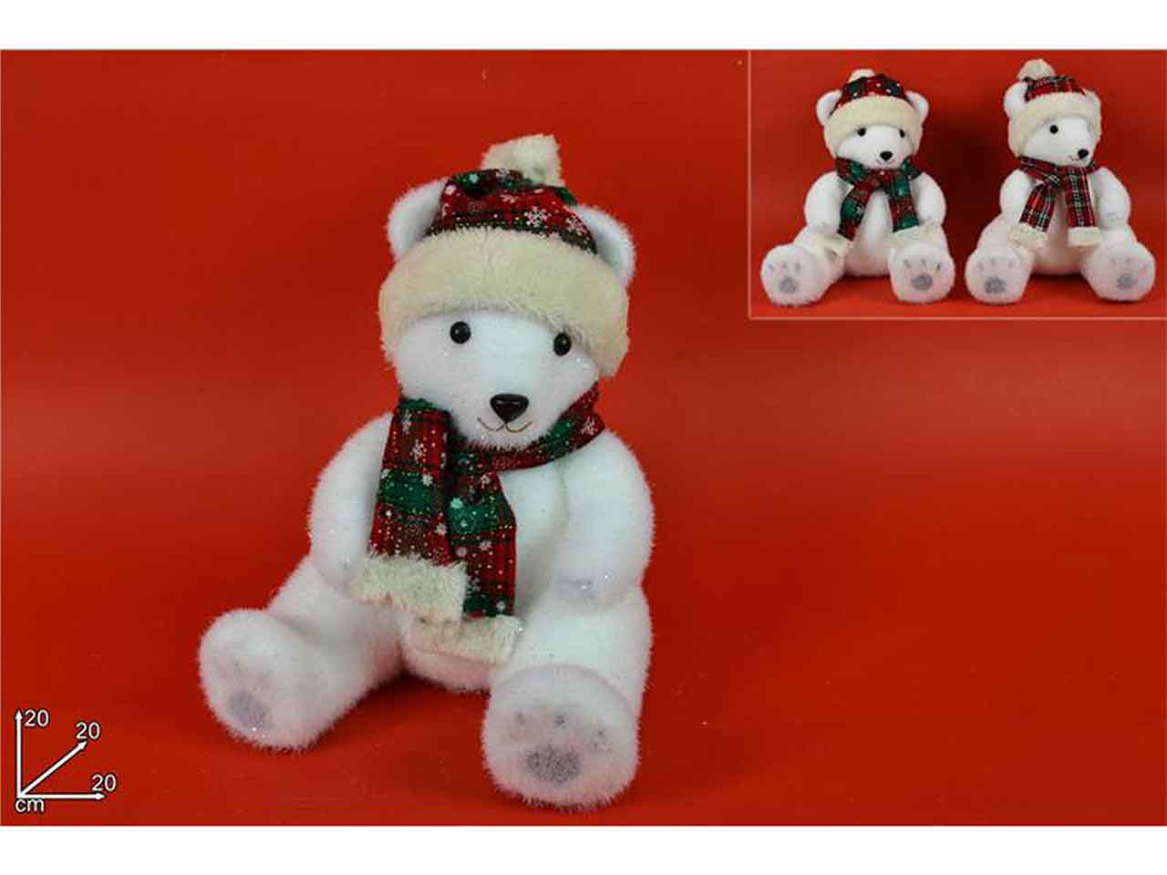 Orso 20cm sed.c/cappello e sciarpa mi005991