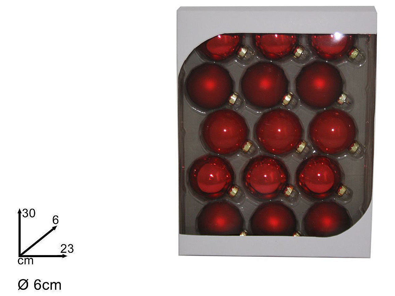 Palline natalizie rosso in vetro - 15 pezzi
