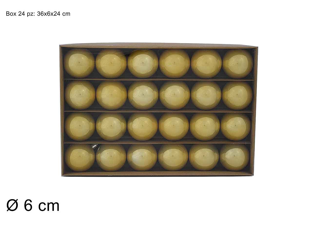 Sfera 6cm 24 pezzi perlate oro ca011282a