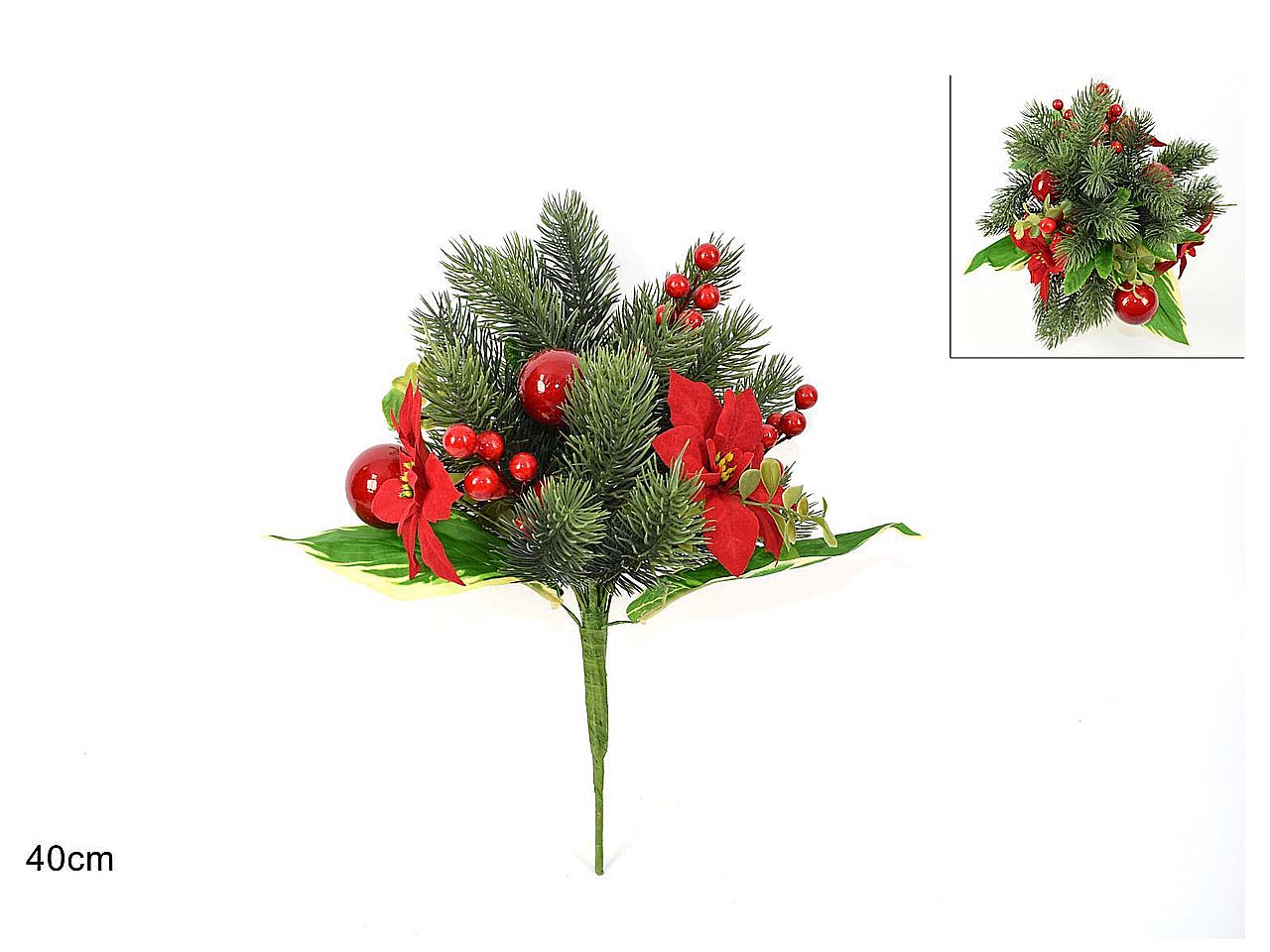 Mazzo stelle natale c/bacche 40cm ro009035