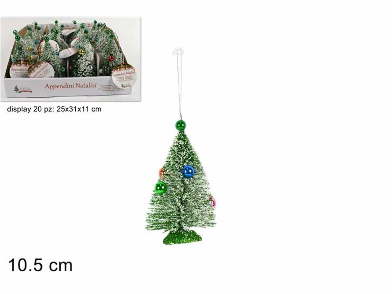 Alberello 10.5cm con palline colorate verde