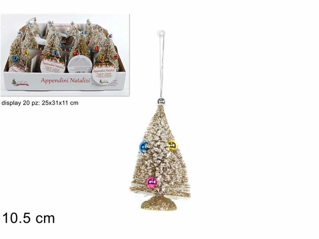 Alberello 10.5cm con palline colorate champagne