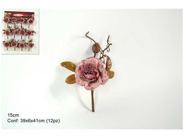 Rametto rosa antico chiudipacco 15cm