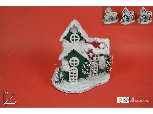 Casetta 20cm con neve/musica/luci cm001694b