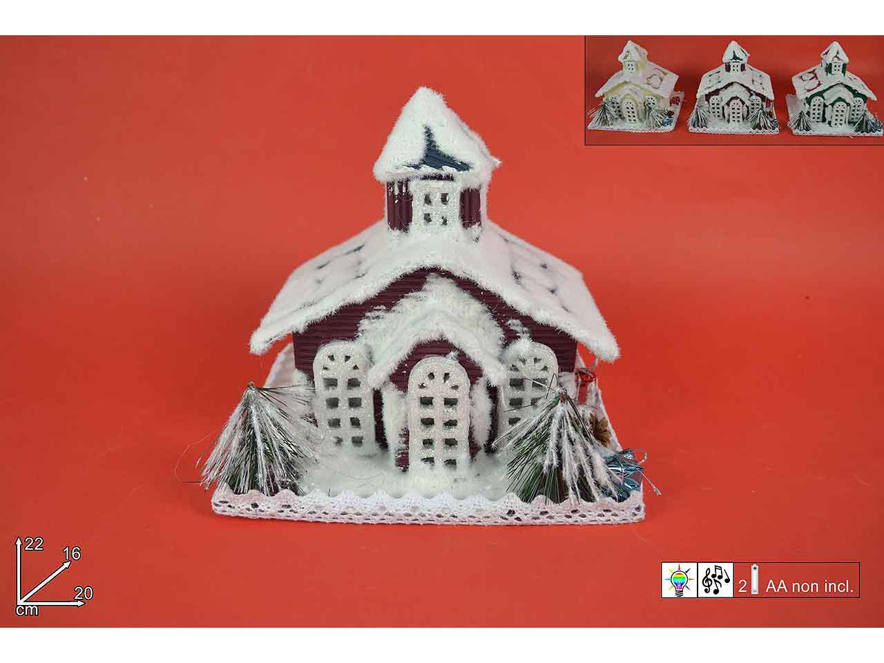 Casetta 20cm con neve/musica/luci cm001695a