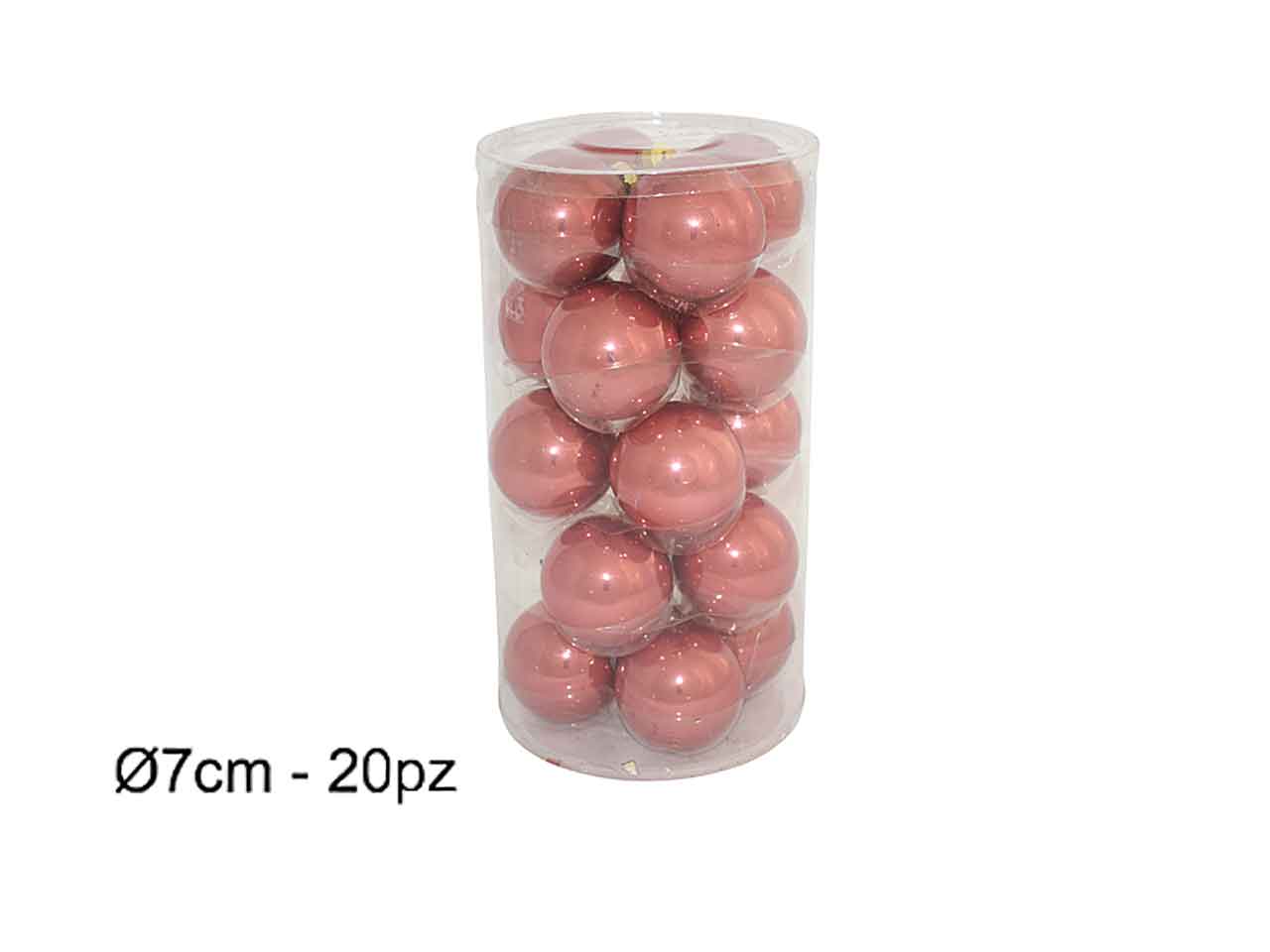 Palline natalizie rosa in vetro diametro 7cm - 20 pezzi