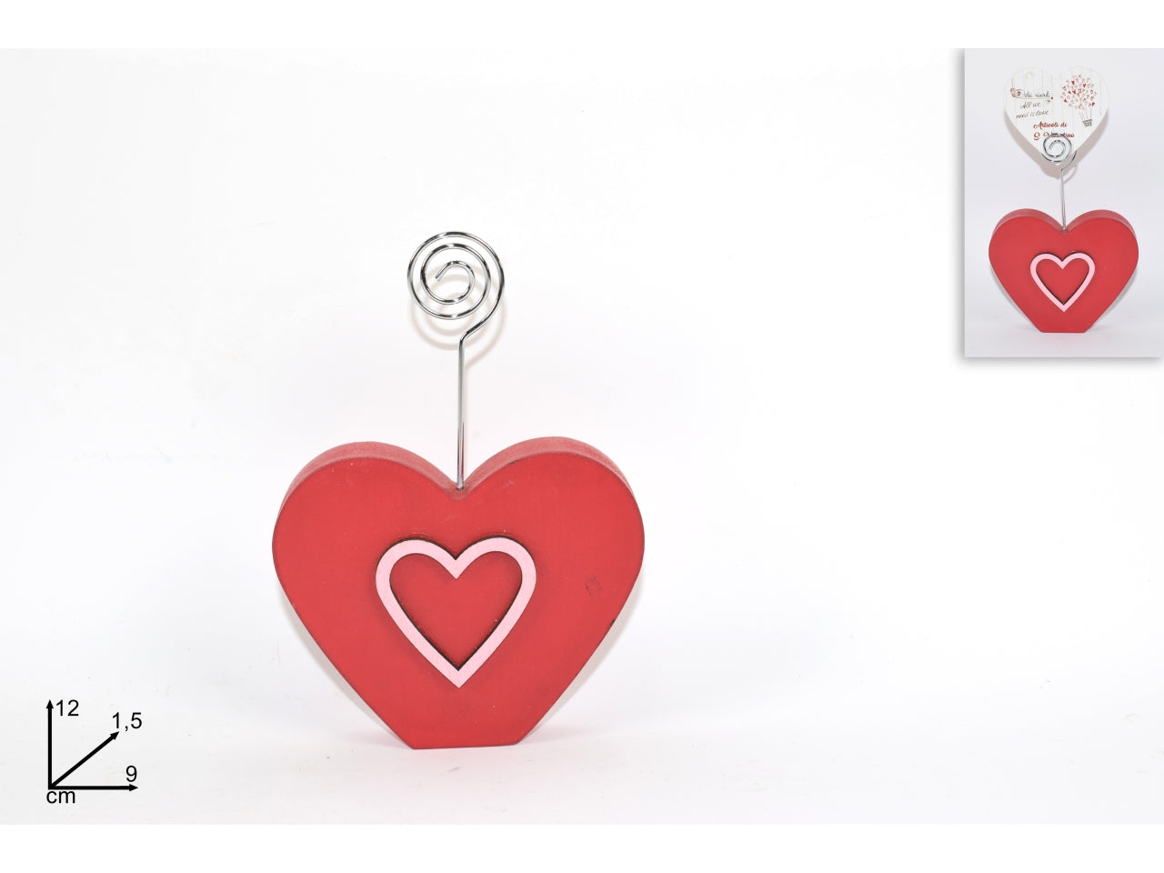 Cuore in legno ferma bigliettino