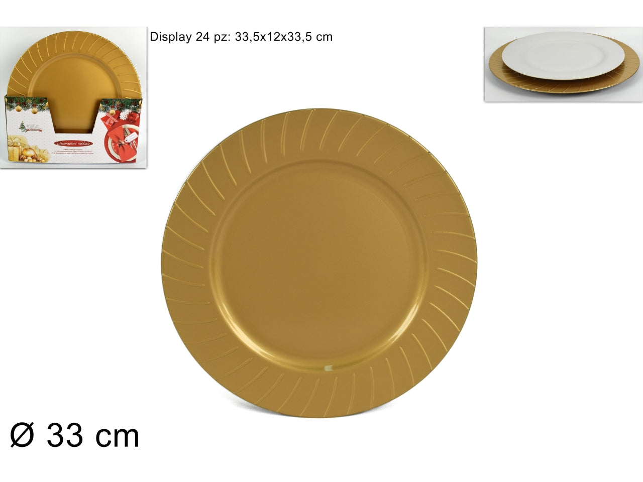 Sottopiatto 33cm bordi rigati oro