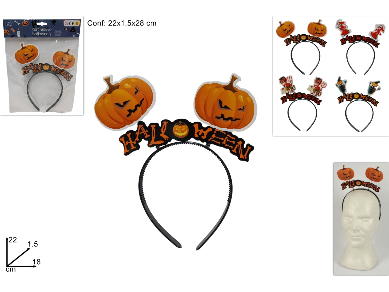 Cerchietto soggetti halloween in 4 assortimenti