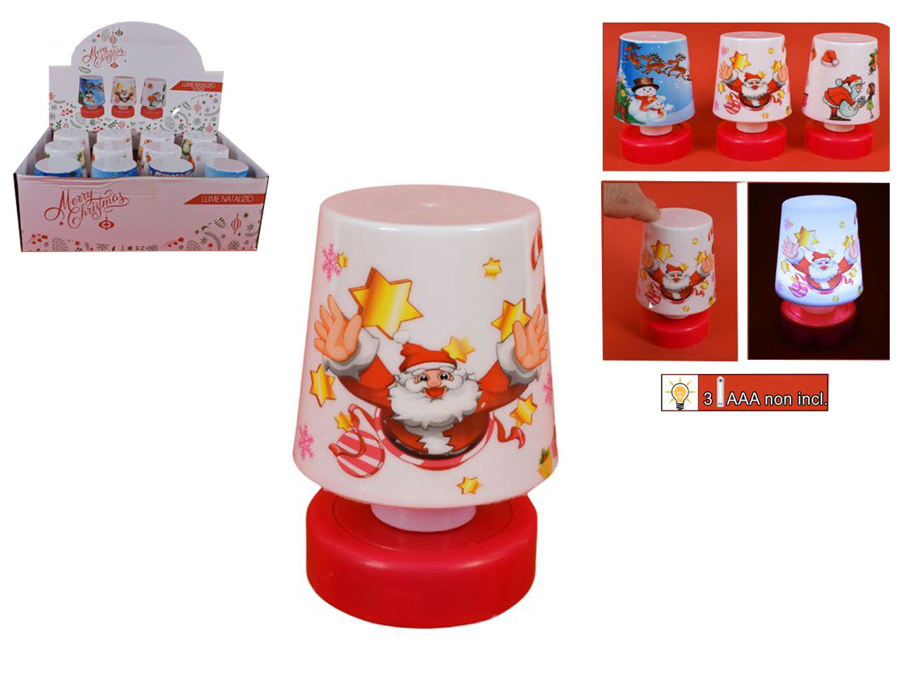 Lume soggetti natalizi con luce batteria 11x7,5x7,5cm