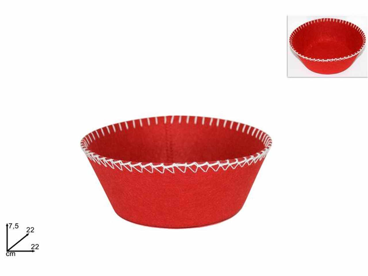 Cesto feltro tondo rosso 7cm